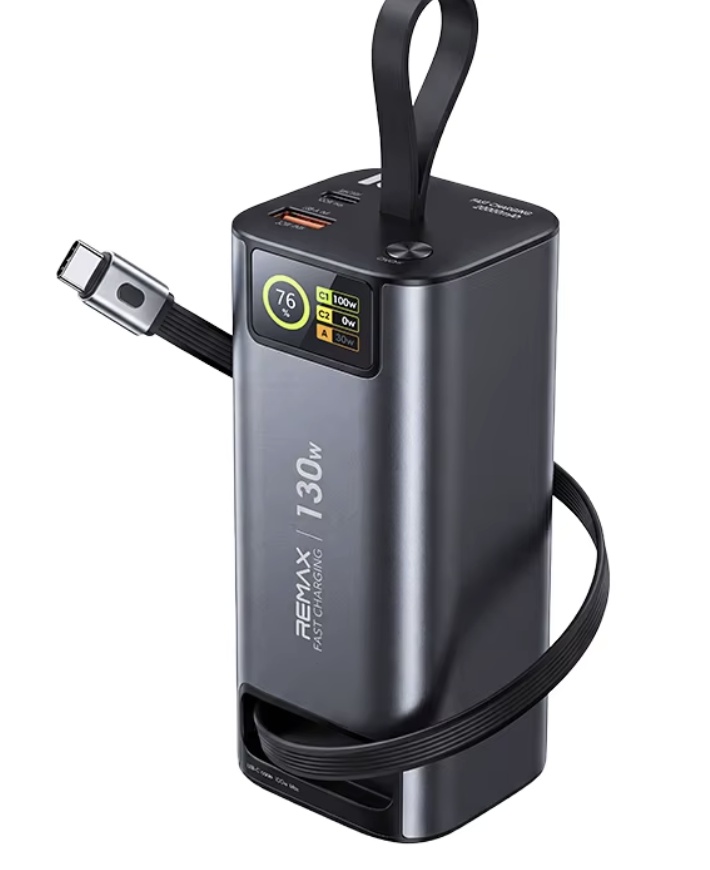 Повербанк для ноутбуков Remax FP-111 20000 mAh 130W PD+QC с выдвижным кабелем Black