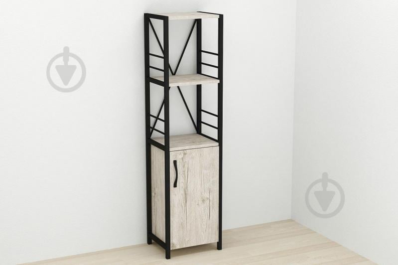 Этажерка 3/34 Ferrum-decor Серии Конект с тумбой  144x34x28 Черный ДСП Шервуд (FD1001)