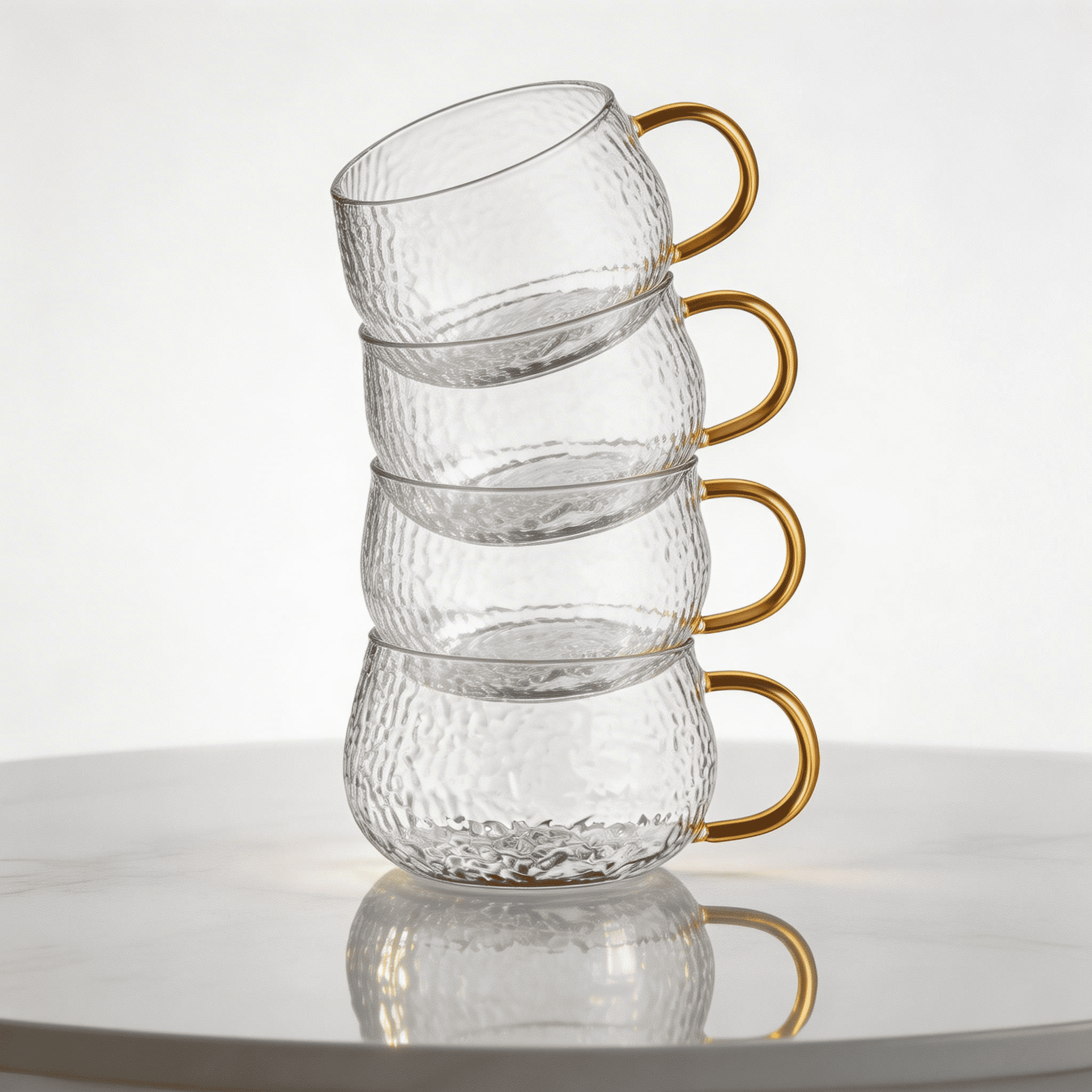 Набор чашек из боросиликатного стекла с ручками Ardesto Dew 4 шт. по 350 мл Прозрачный/Золотой (AR2635D)