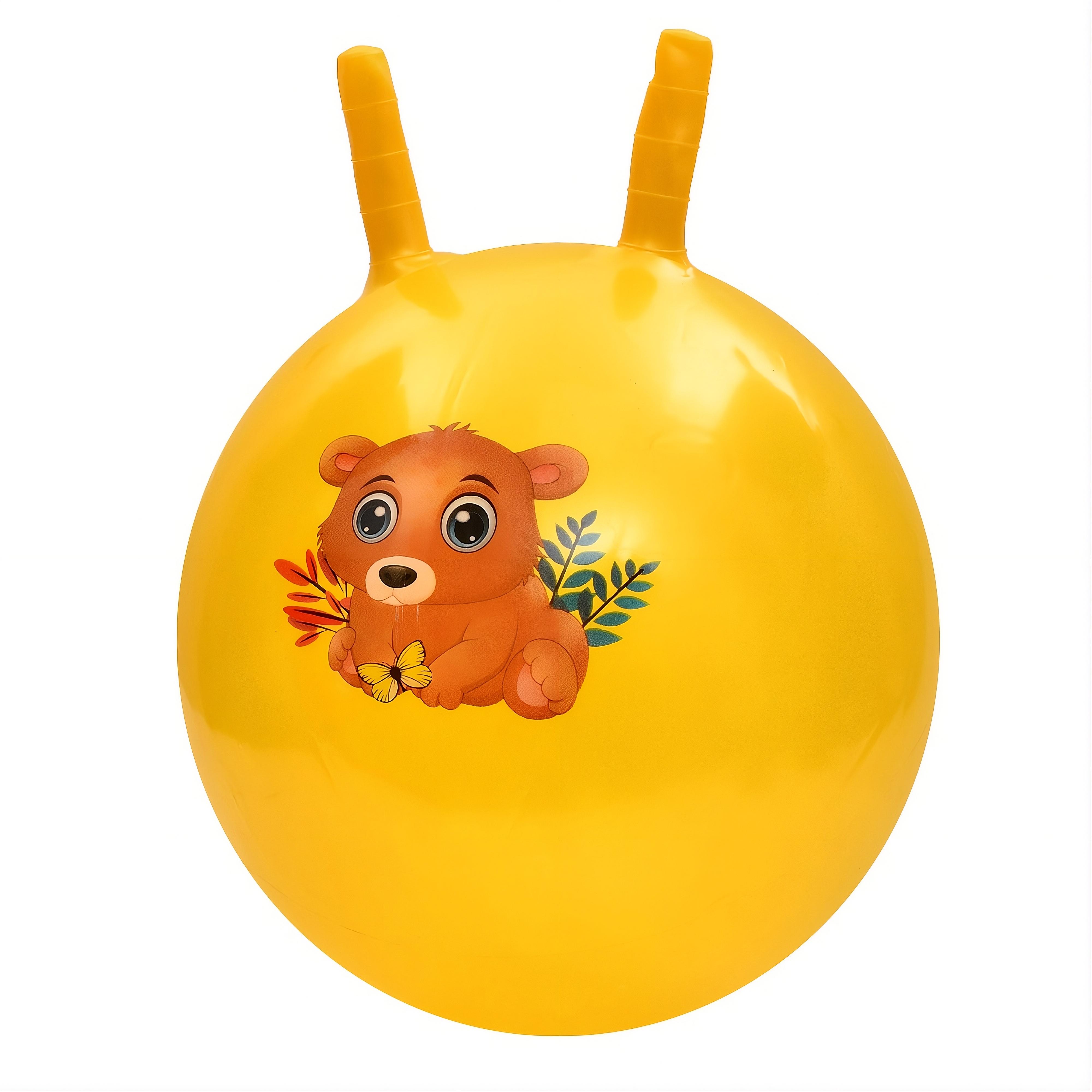 Фитнес-мяч детский MS 4284-2 с рожками 45 см 320 г с рисунком животных Желтый (33553605)