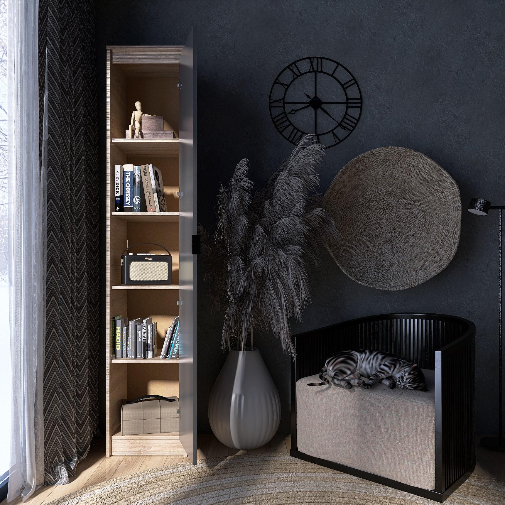 Пенал Everest Сити 400 закрытый 402х380х2046 мм Сонома/Графит (11424) - фото 4