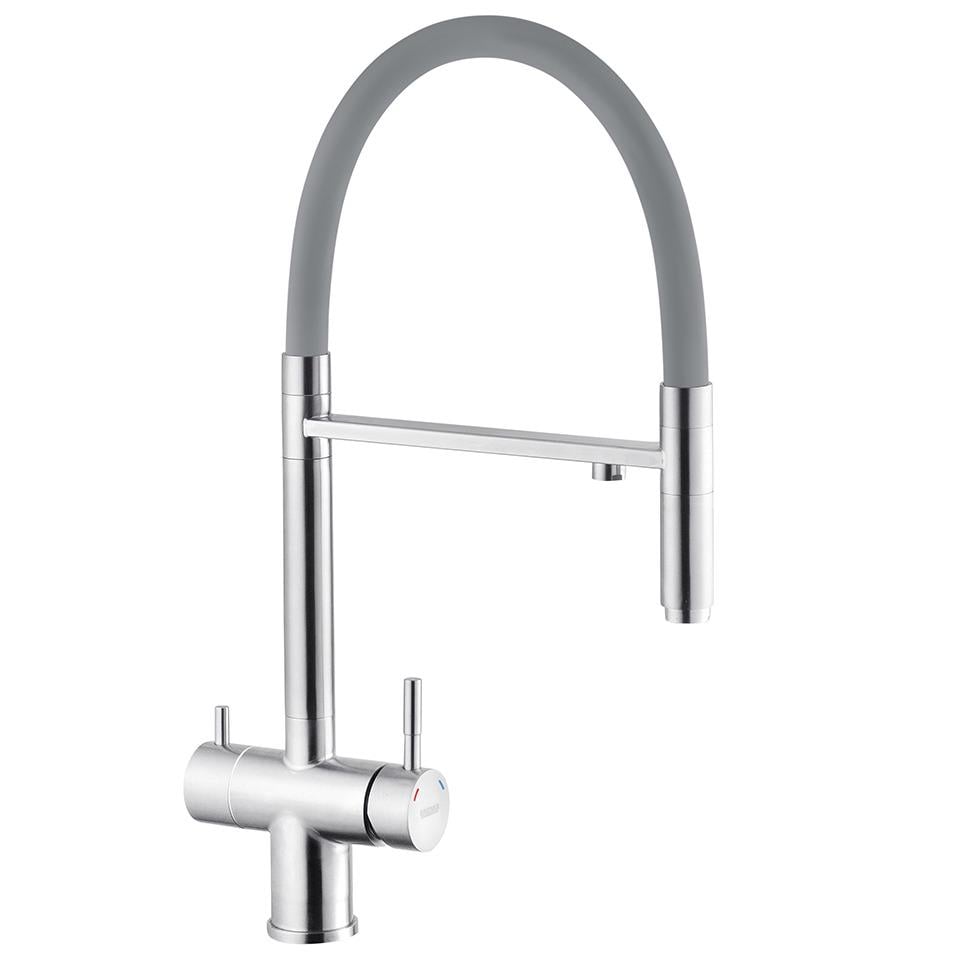 Змішувач для кухні KRONER KRP Edelstahl Klassisch-ESG03815GRA CV027934 на дві води Сірий (159232)