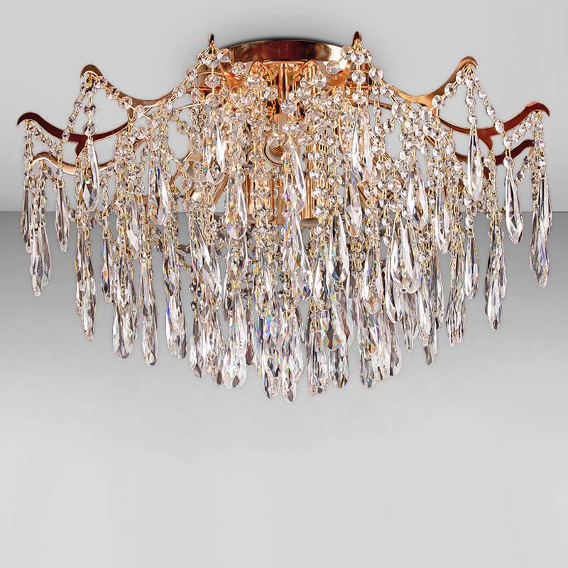 Люстра хрустальная потолочная Light House SH-18256/8 600х600х400 мм Золотистый