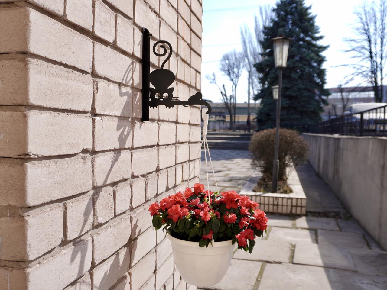 Кронштейн Кот и мышка для кашпо с цветами метал Черный (Б008) - фото 8