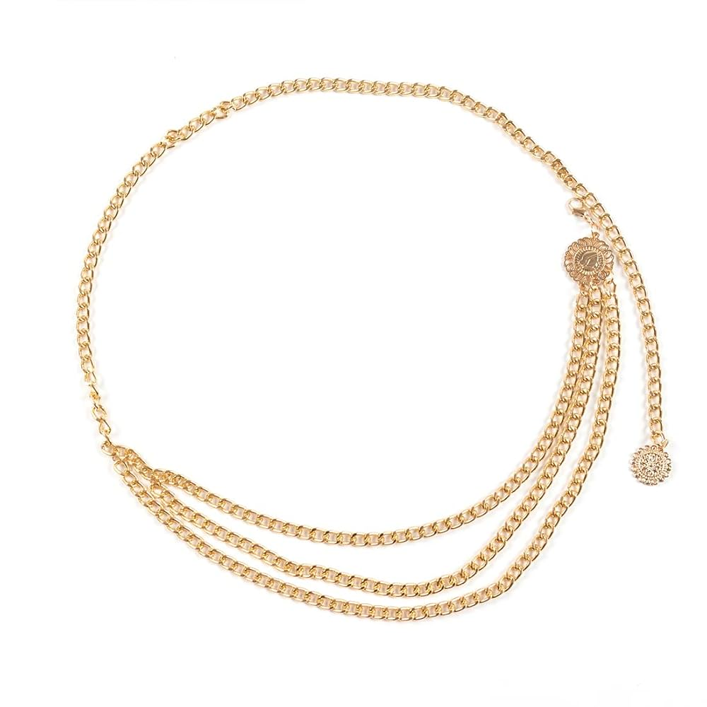 Цепочка-ремень на талию бодичейн для платья Золотистый с кругом (30763664)