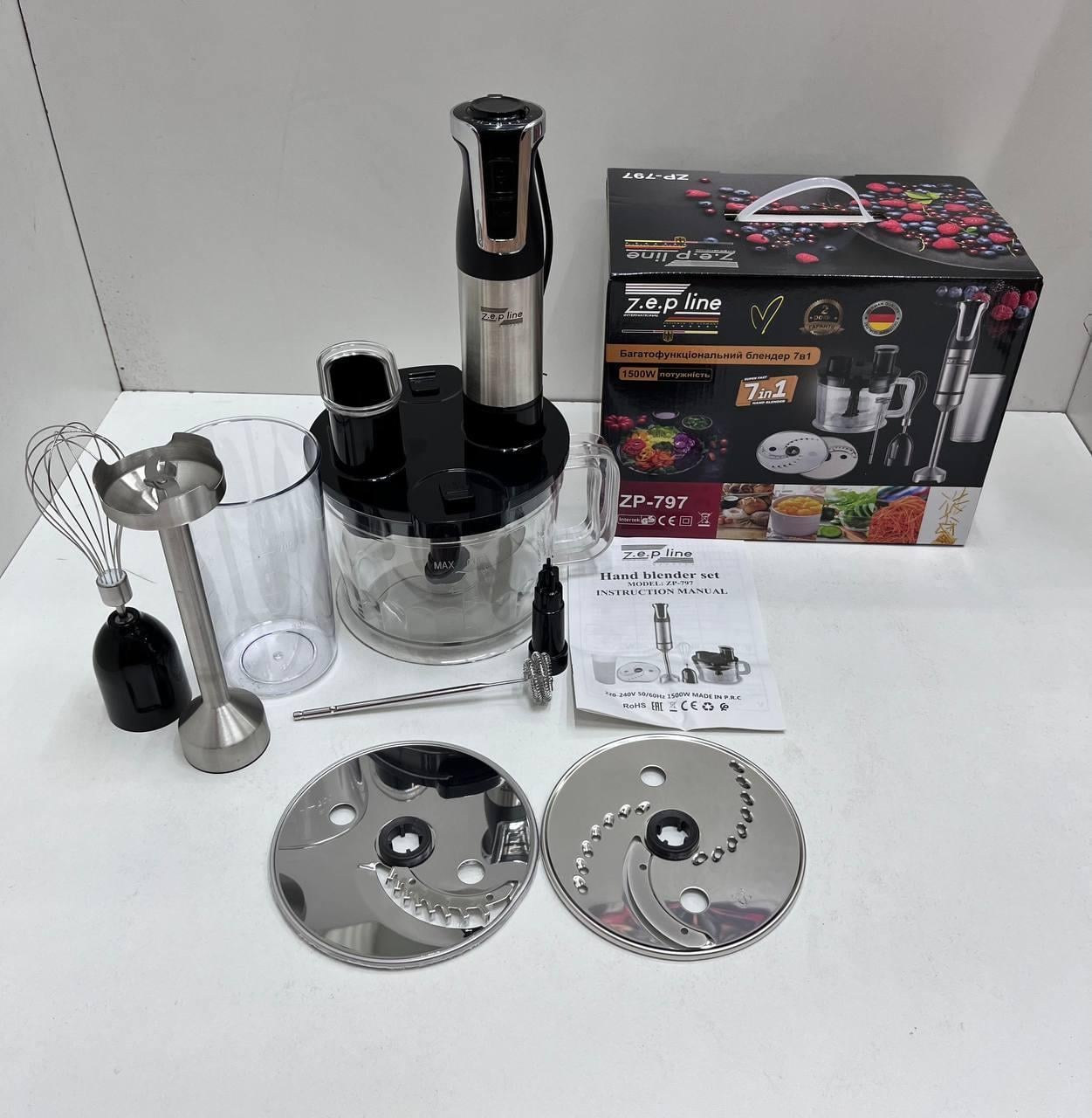 Блендер батофункциональный ZepLine ZP-797 7в1 1500 Вт Черный (2666600367) Блендер батофункциональный ZepLine ZP-797 7в1 1500 Вт Черный (2666600367)