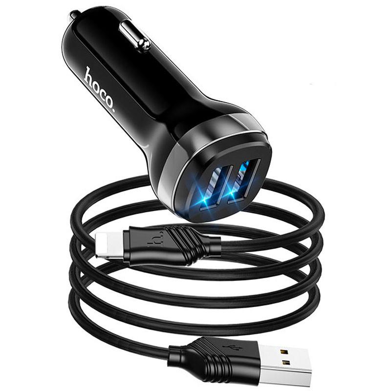 Автомобильное зарядное устройство Hoco Z40 2USB 2,4A/Lightning Черный (00000057313_1)