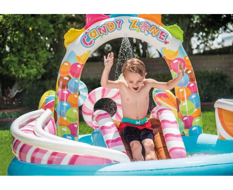 Бассейн игровой надувной Intex 57149 Леденцы с горкой и шариками 259х191 см - фото 2
