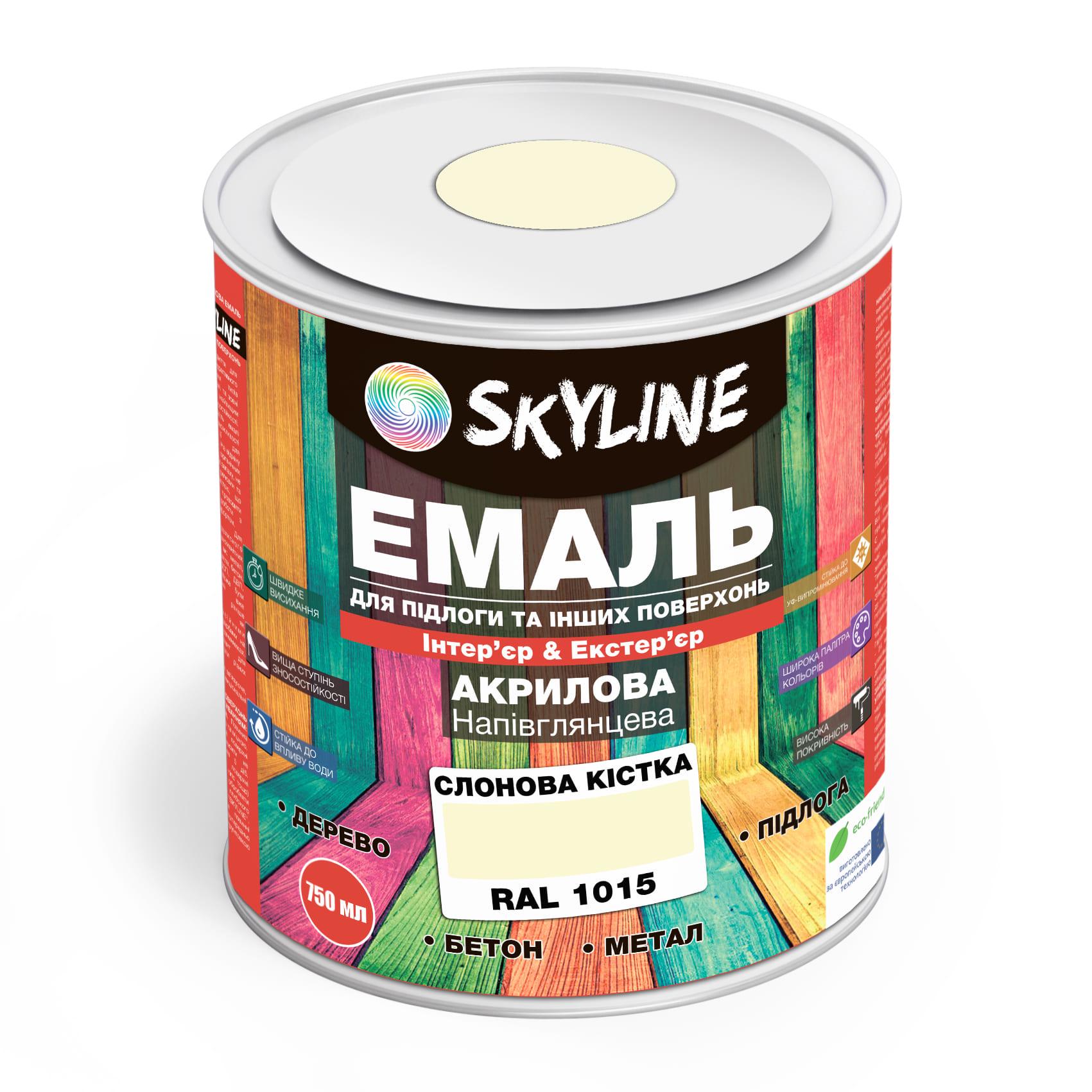 Емаль для підлоги SkyLine акрилова напівглянцева 0,75 л RAL 1015 Слонова кістка - фото 1