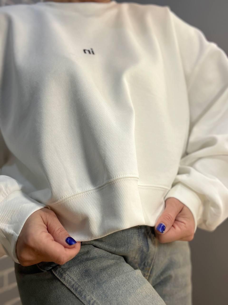 Світшот жіночий U S 36918 рубчик діагональ маленька вишивка in широкий OS Білий (1384) - фото 8 Світшот жіночий U S 36918 рубчик діагональ маленька вишивка in широкий OS Білий (1384) - фото 8