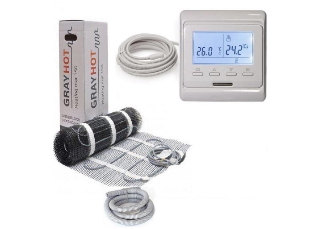 Теплый пол двухжильный мат Grayhot с программируемым терморегулятором 1929 Вт 12,8 м2 (37766) - фото 1 Теплый пол двухжильный мат Grayhot с программируемым терморегулятором 1929 Вт 12,8 м2 (37766) - фото 1
