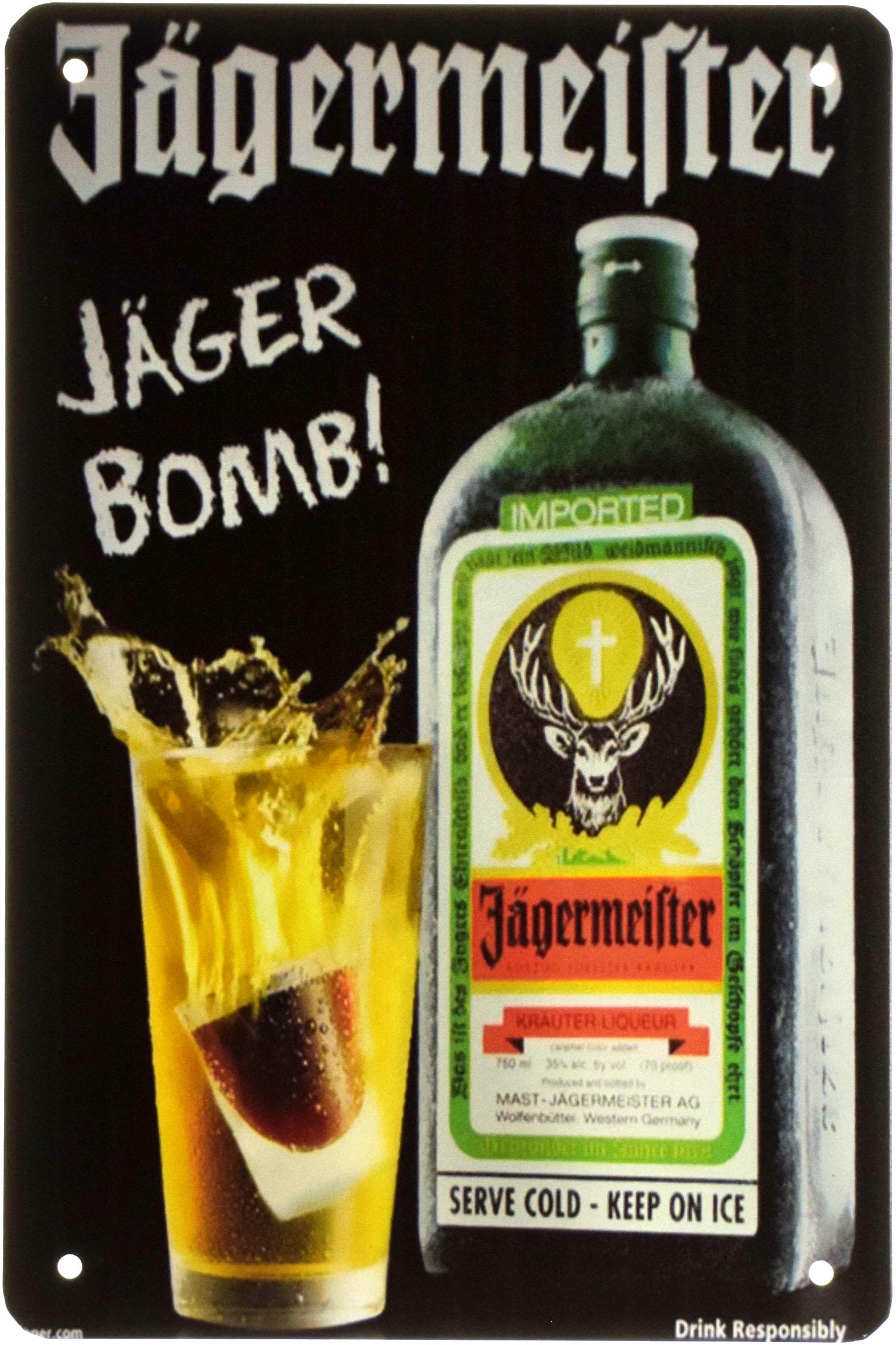Табличка металлическая Егермейстер Ягер Бомба!/Jagermeister Jager Bomb! 20x30 см