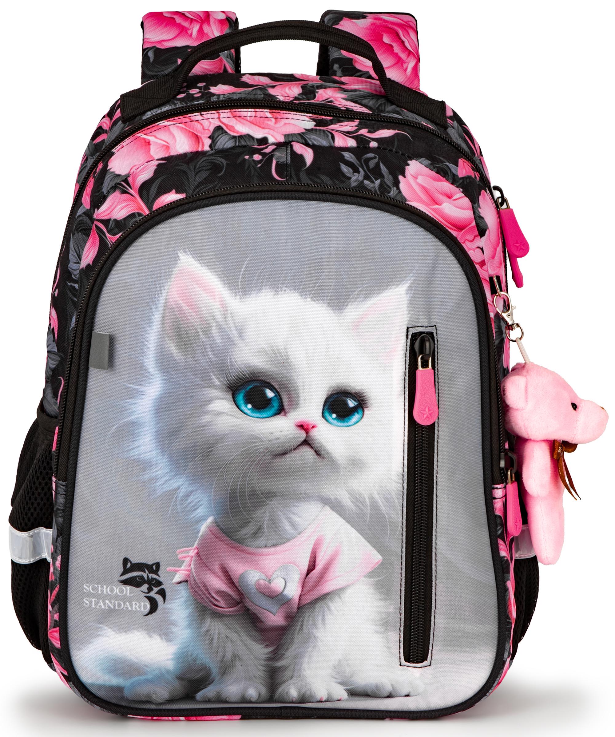 Шкільний рюкзак для дівчинки School Standard Котик для початкової школи 38х28х16 см (160-12) - фото 2