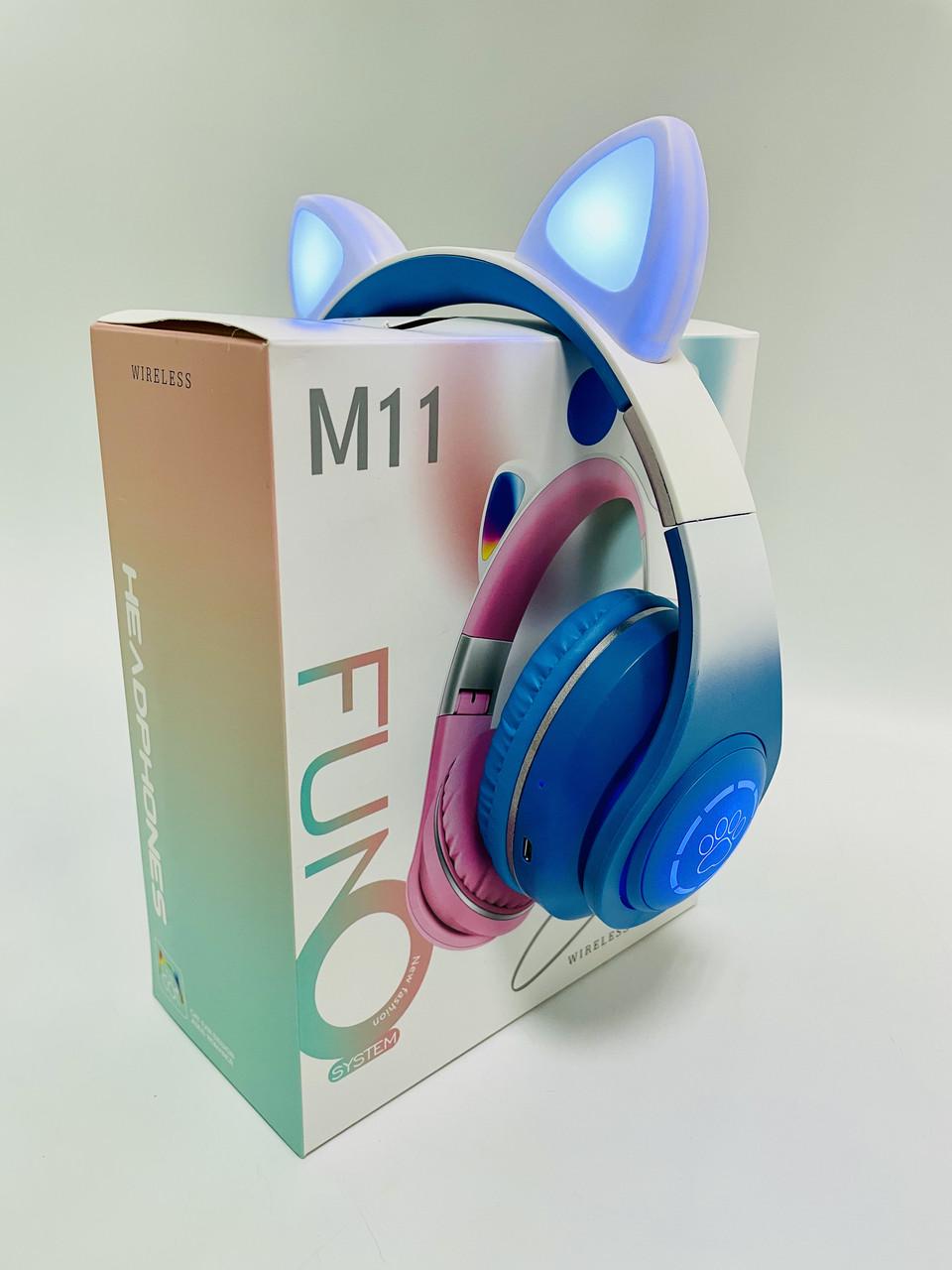 Навушники Bluetooth Котик/підсвічування/карта пам’яті/AUX-кабель/мікрофон/400 mAh Синій - фото 2 Навушники Bluetooth Котик/підсвічування/карта пам’яті/AUX-кабель/мікрофон/400 mAh Синій - фото 2