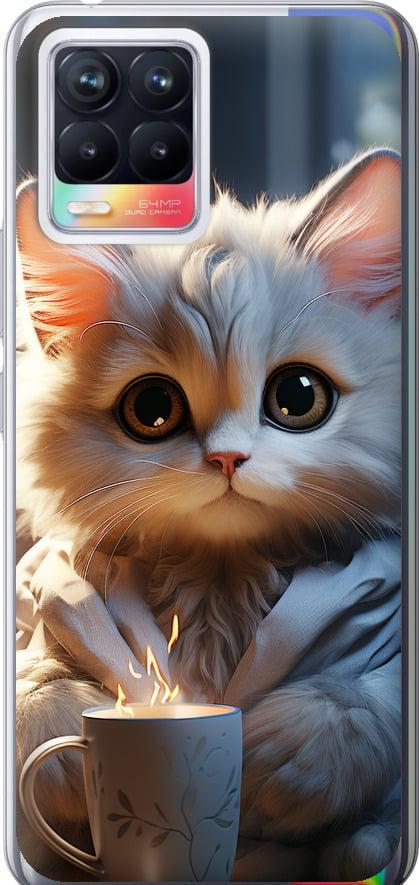 Чохол на Realme 8 Білий кіт (5646t-2303-42517)