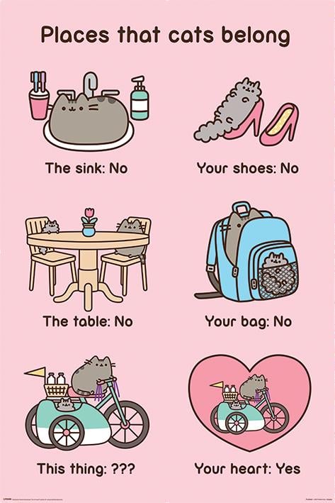Постер плакат Pusheen Место Для Кошки/Pusheen Places Cats Belong 61x91,5 см