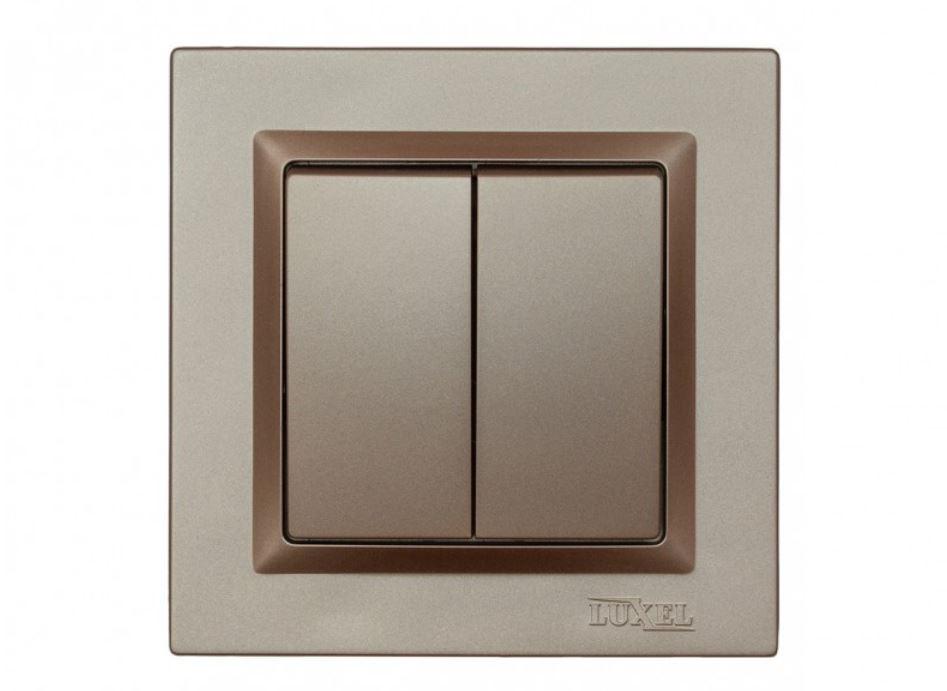 Выключатель двойной Luxel Jazz Терракотовый (9203)