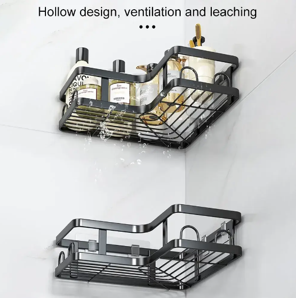 Полиця для ванної кімнати кутова Corner shower caddy 2 шт. Чорний - фото 5