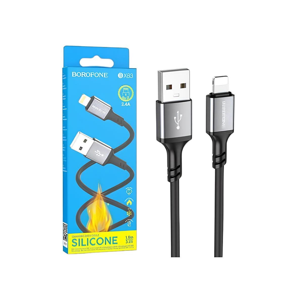 Кабель-USB Borofone BX83 Silicone Lightning 1 м Черный (23885096)