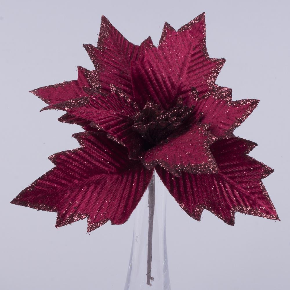 Искусственная головка пуансетии Катрина блестящая 22 см (3767-3)