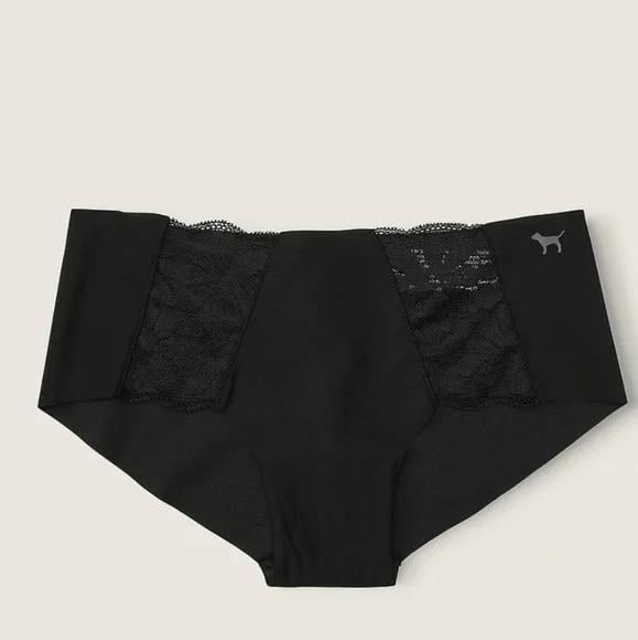 Трусики бесшовные Victoria's Secret Lace Trim No-Show Hiphugger Panty M Черный (26448448)