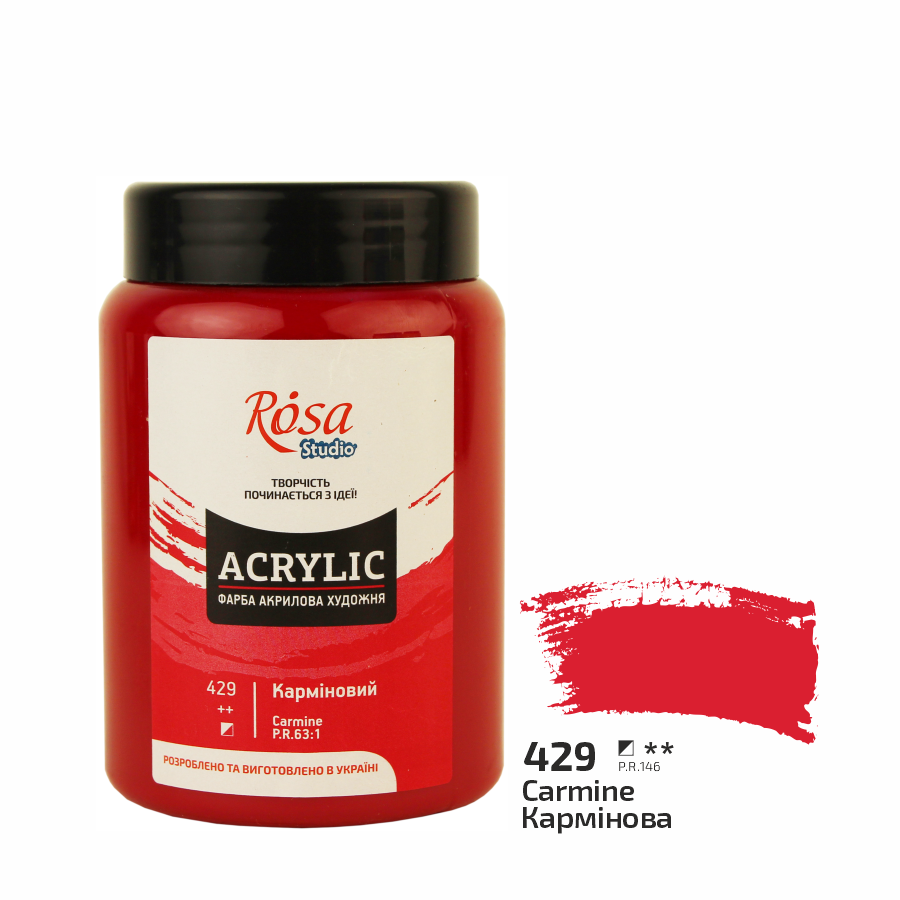 Акриловая краска ROSA Studio 322419429 6 шт. 400 мл Карминовый/429 (4823086706842)