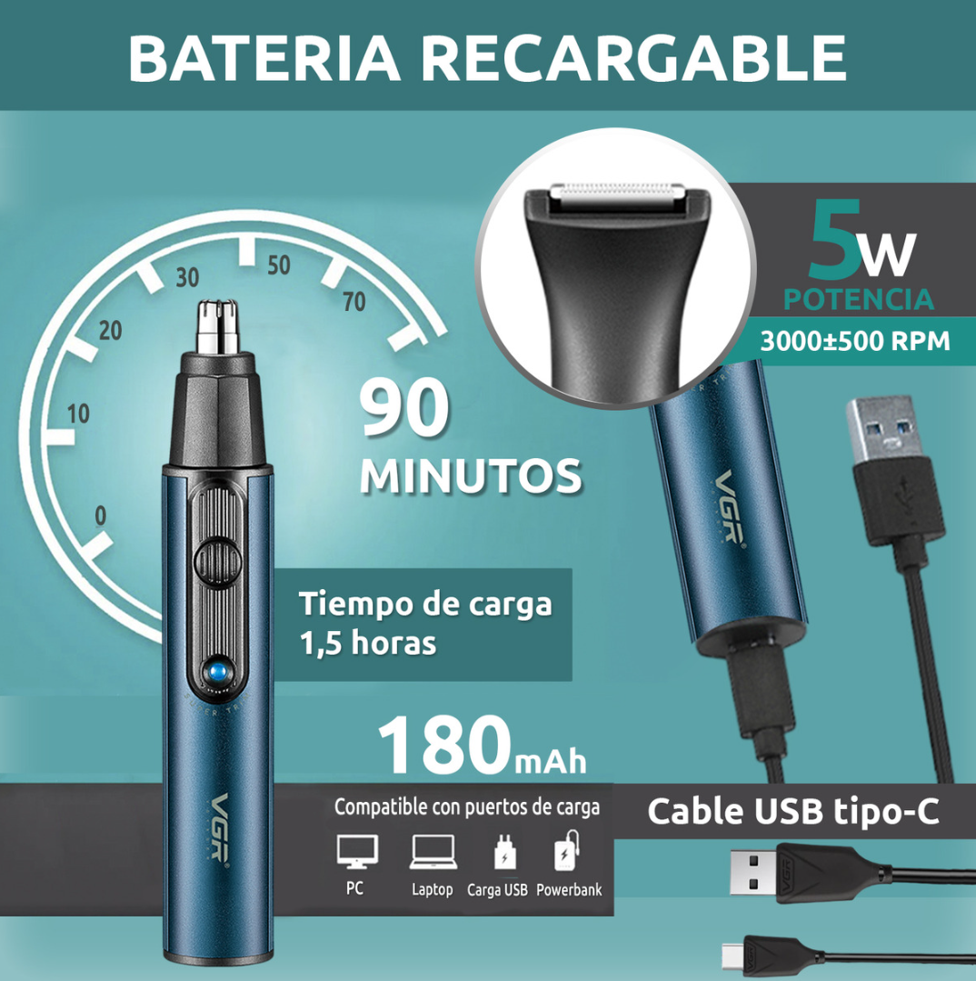 Тример акумуляторний VGR V626 гігієнічний з насадками для носа та брів (28553132) - фото 6