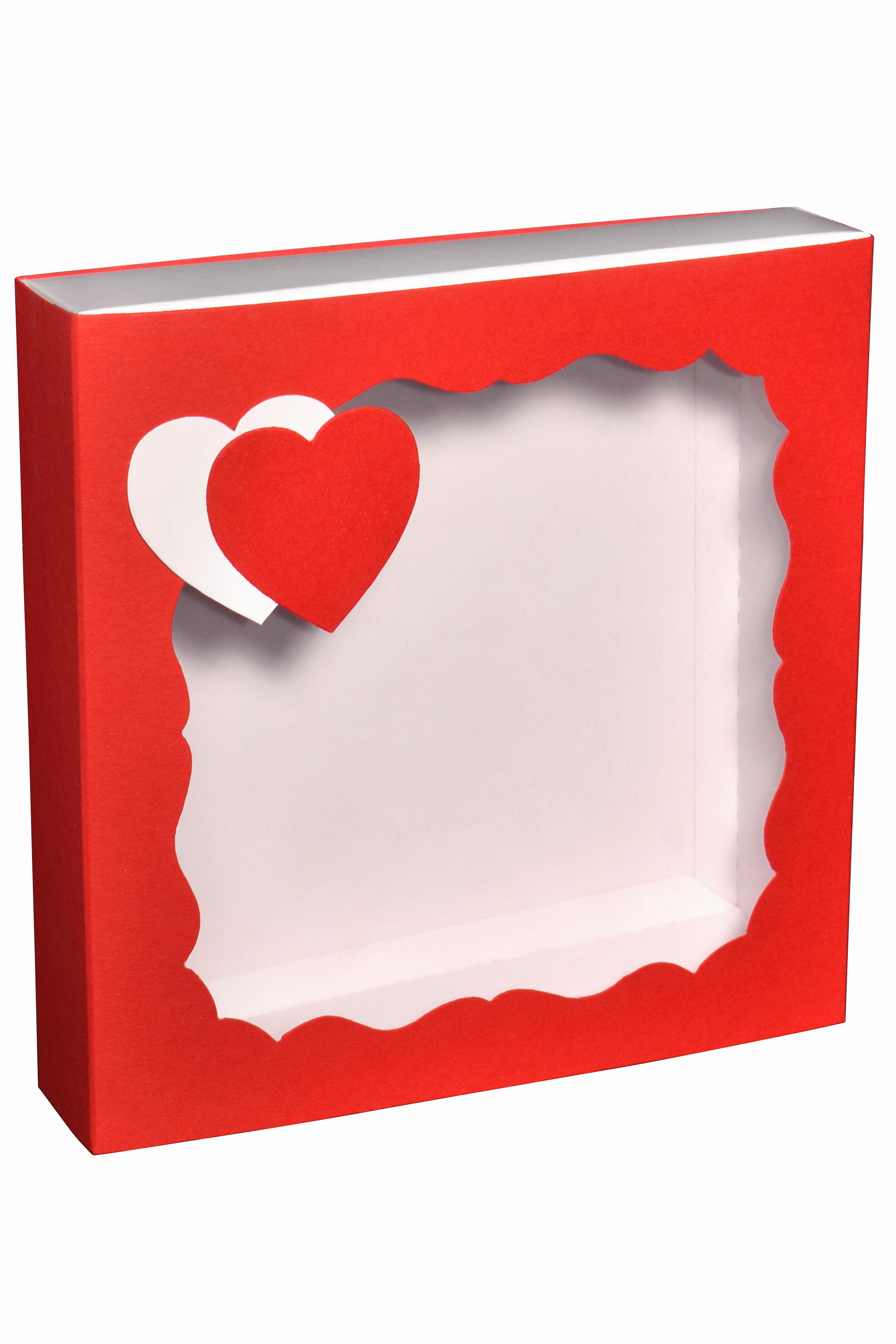 Подарункова коробка с сердечками 16х16х3,5 см Красный (234567890)