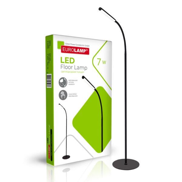 Торшер для підлоги LED Eurolamp N1 7 Вт 5000K dimmable Чорний (17552031)