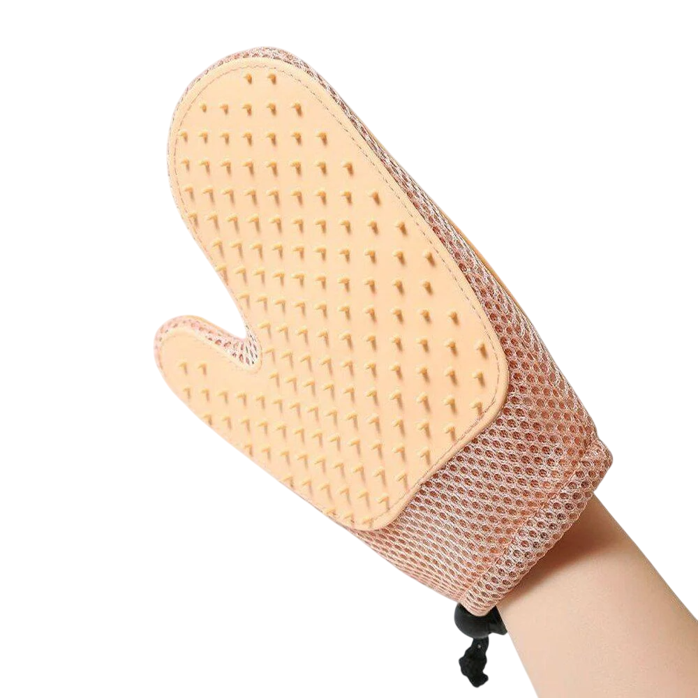 Перчатка щетка для удаления шерсти кошек и собак с защитой от царапин массажная