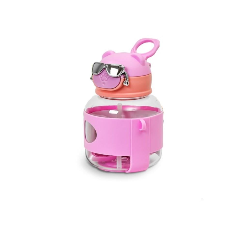 Бутылка-поилка детская Stenson R93492 с трубочкой и ремешком 500 мл Розовый (26075063)