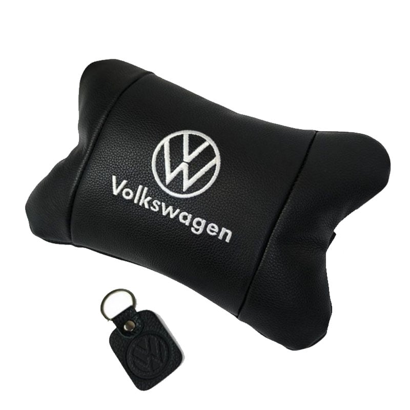 Подушка автомобильная Volkswagen 7494 на подголовник кожа Black (36226819)