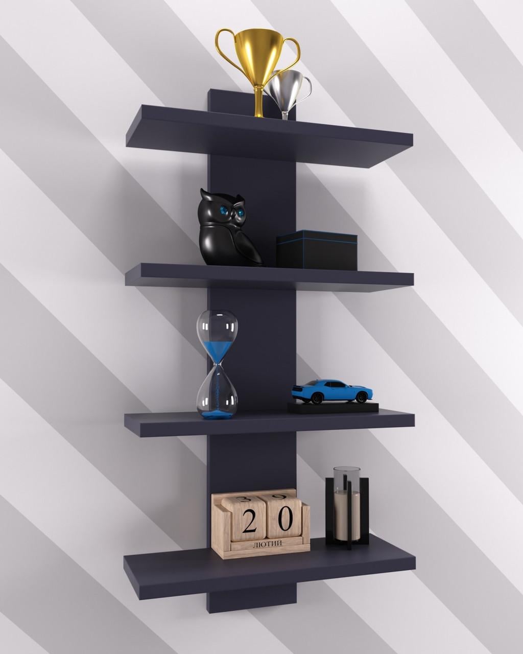 Полка навесная Континент ПН-5 35х14х70 см Антрацит