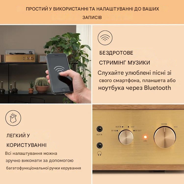 Програвач вінілу Auna Berklee TT Play з прозорою захисною кришкою (10040460) - фото 3