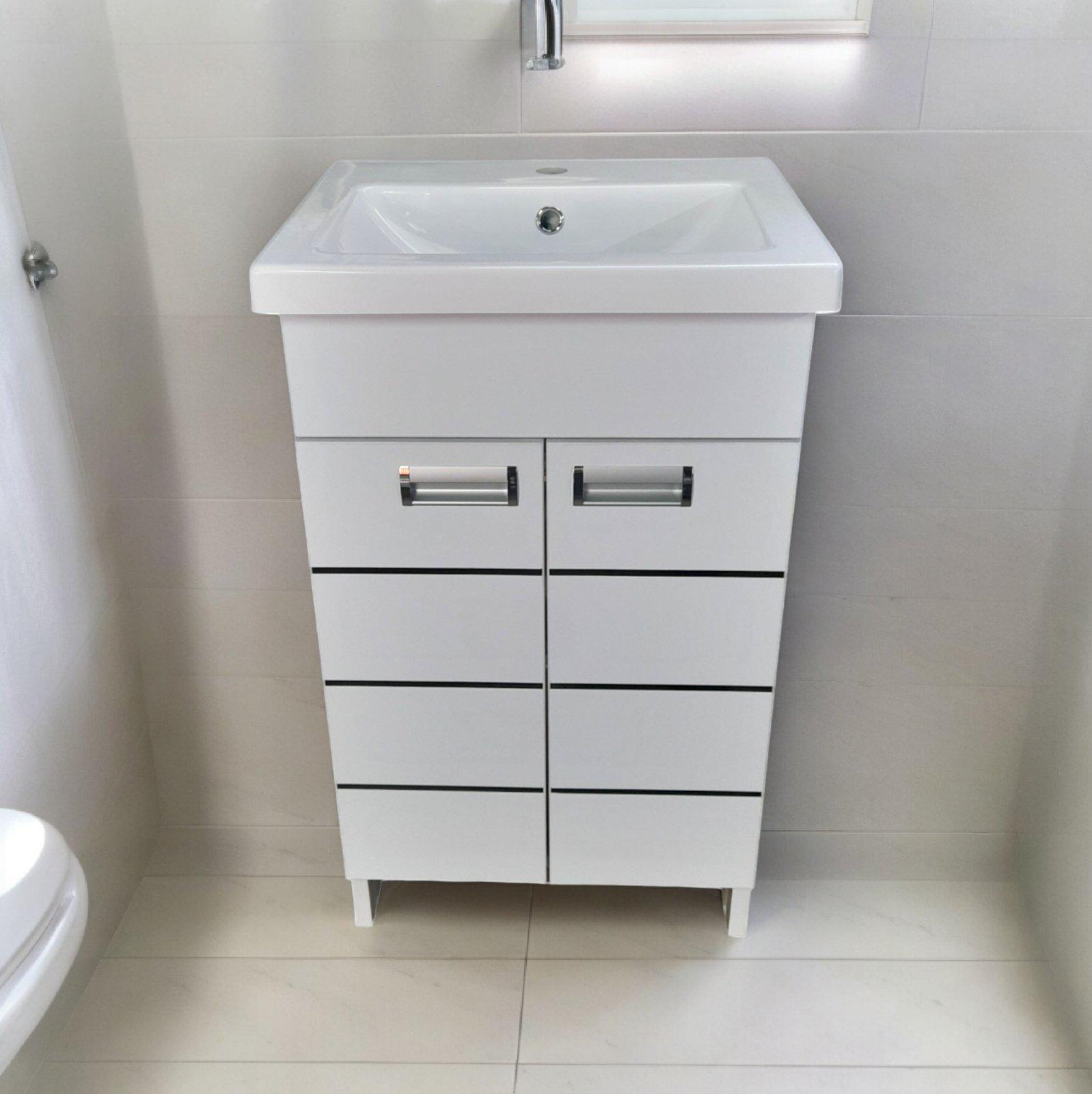 Тумба для ванної кімнати TteMix Франческа з прямокутним умивальником 55 см (2567)