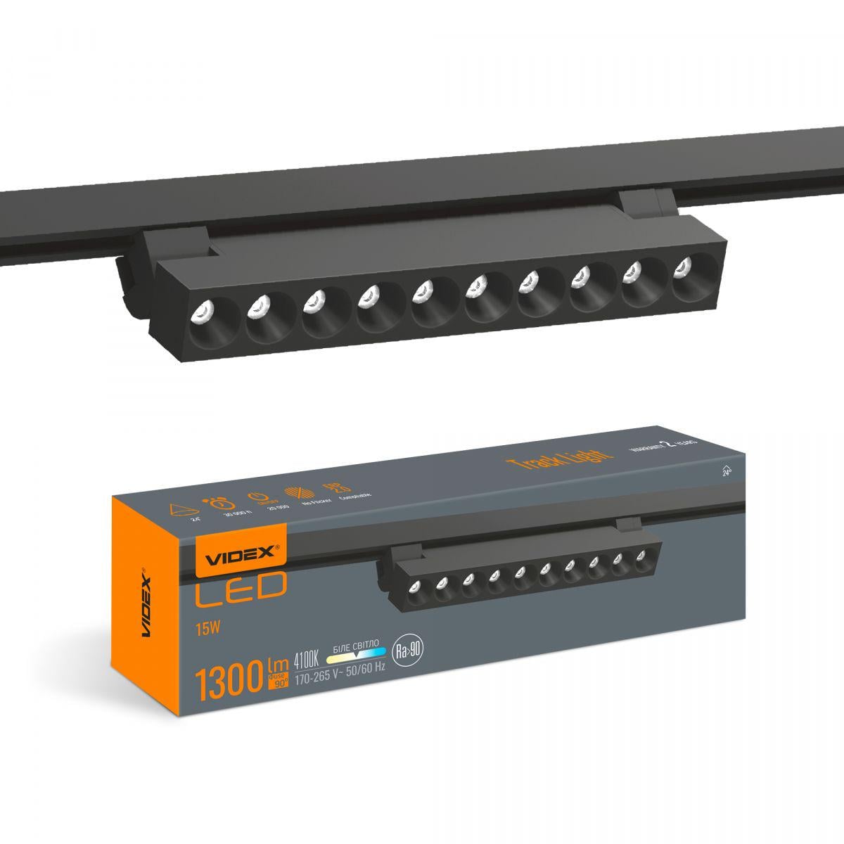 Светильник трековый Videx TR06 15W 4100K 220V Черный