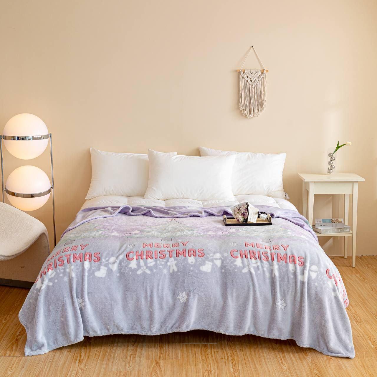 Плед новорічний флісовий Malloory Home Merry Christmas полуторний 150x200 см (1487)