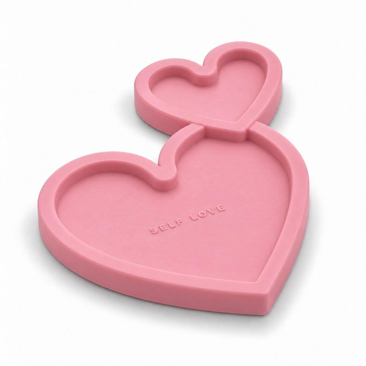 Тарелочка для украшений Два сердца с надписью SELF LOVE 10 см Розовый (MW-245860-P)