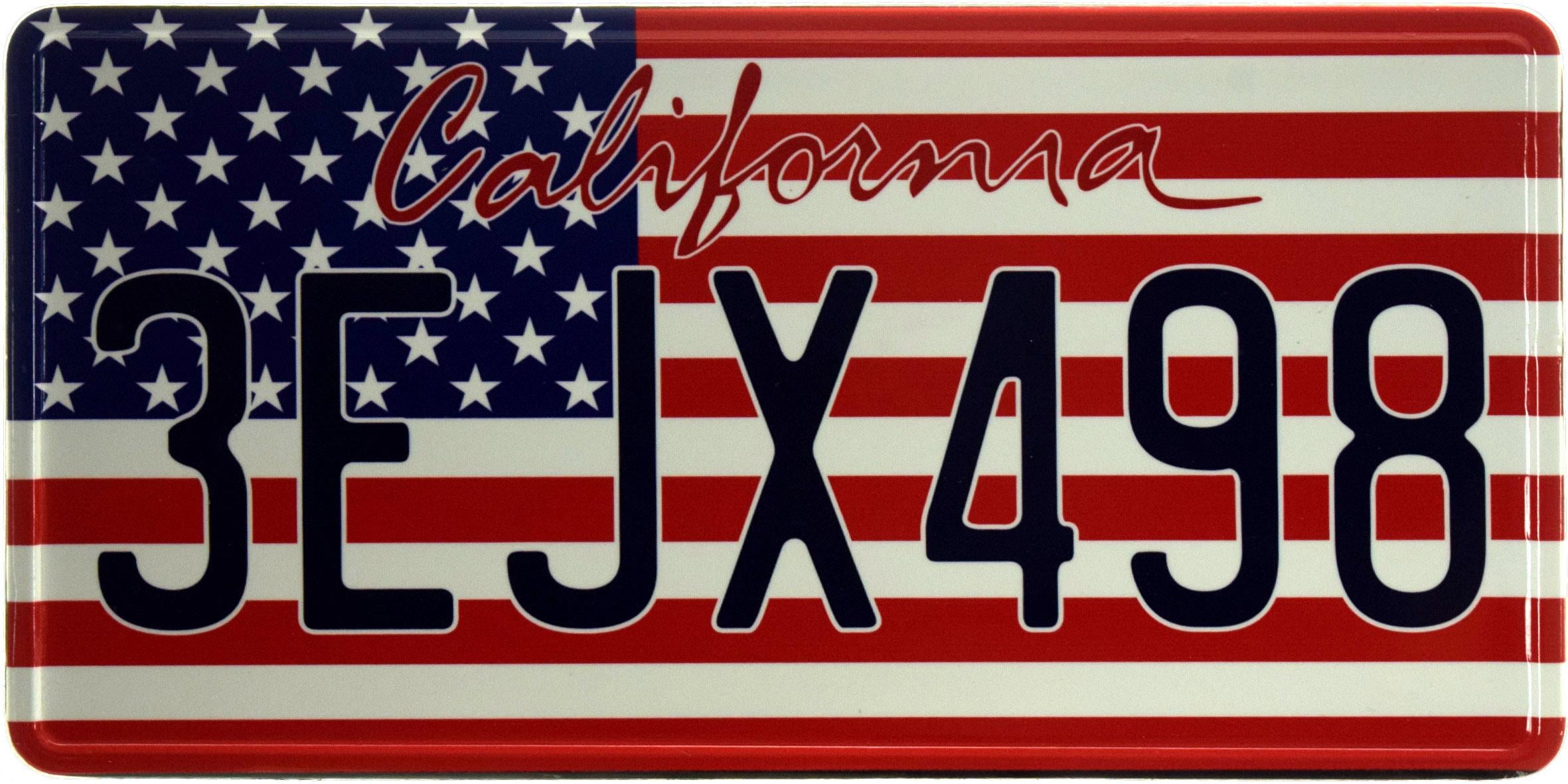 Табличка металлическая "California 3EJX498" 15x30 см (ms-103719)