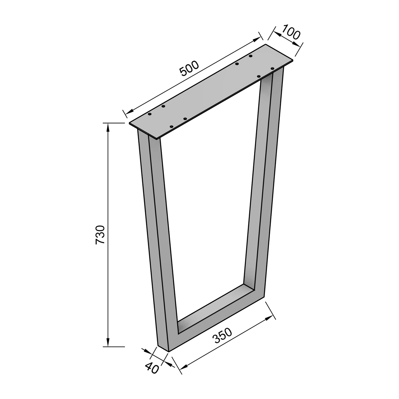 Опора для стола из металла 500х100 мм H 730 мм Золотой (1053) - фото 7