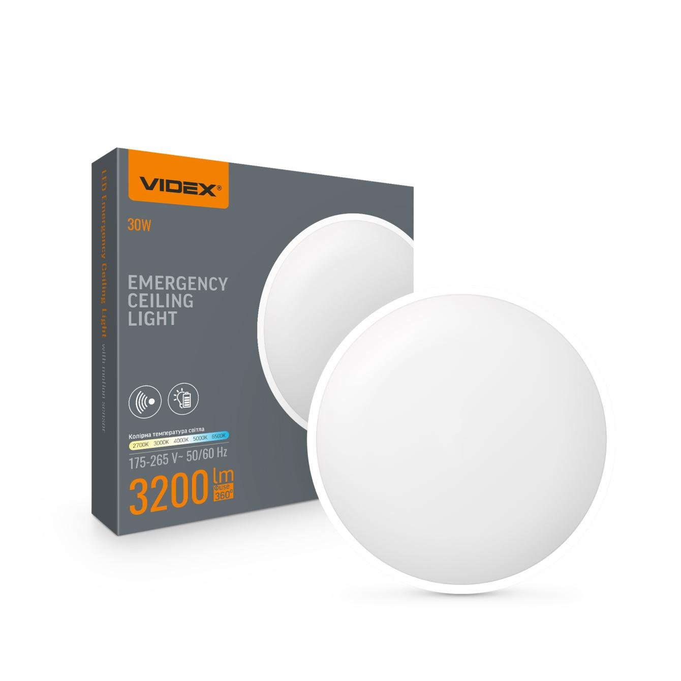 Светильник аварийный LED Videx VL-CLR-EM300-2 30W 5000K 220V накладной (29636880)