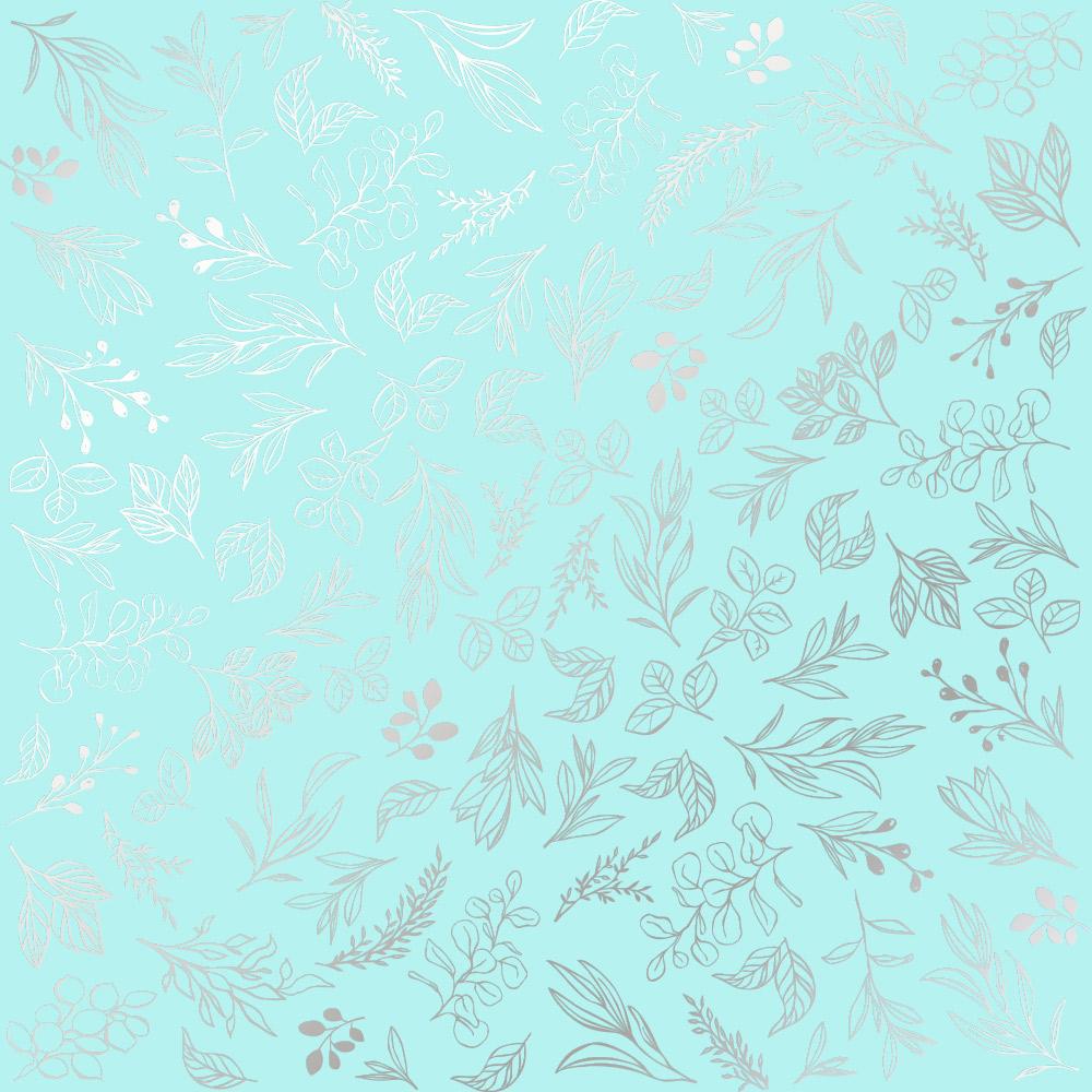 Лист бумаги односторонний Silver Branches с серебряным тиснением 30,5х30,5 см Turquoise