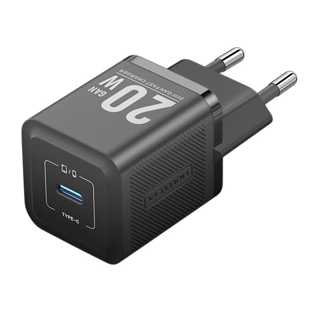 Зарядное устройство Vention 1xUSB-C 20W с кабелем USB-C Black (TZ-FEPB0-EU-01)