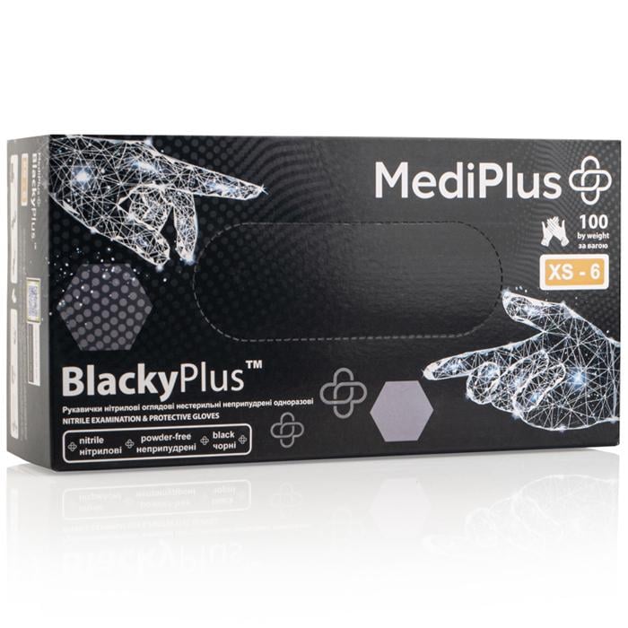 Перчатки нитриловые MEDIPLUS BlackyPlus неопудренные XS 100 шт. Black (19544545) - фото 1 Перчатки нитриловые MEDIPLUS BlackyPlus неопудренные XS 100 шт. Black (19544545) - фото 1