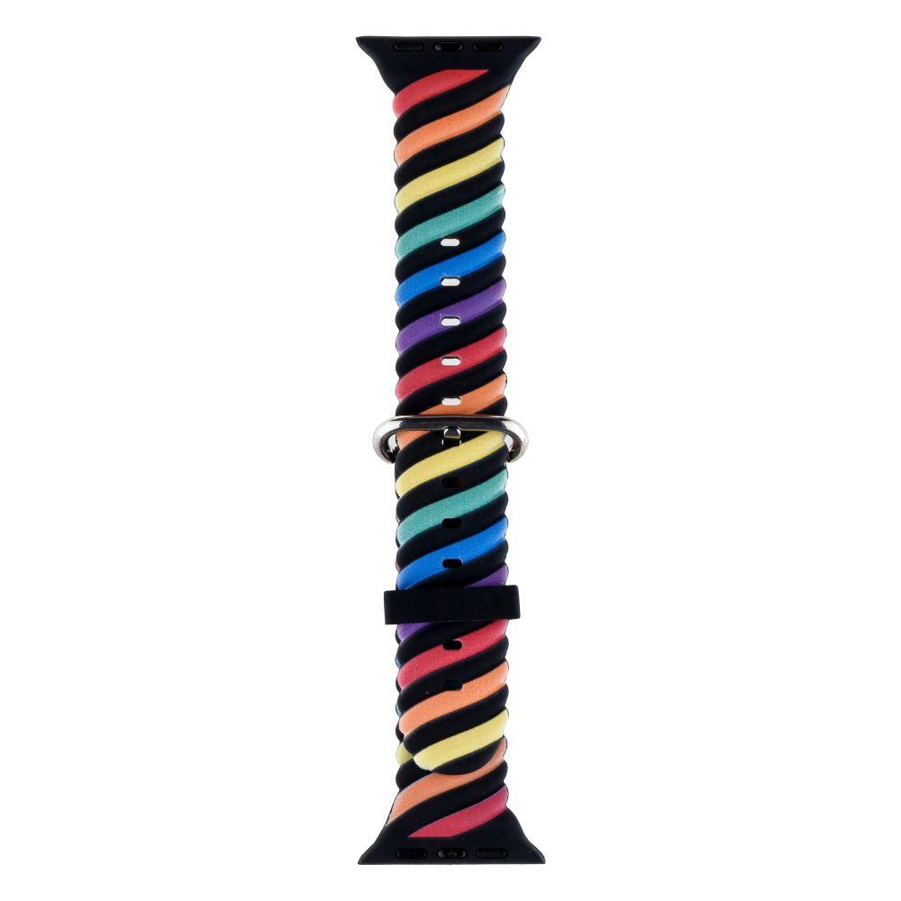 Ремешок для Apple Watch 42-44 mm Colour Bar Black Rainbow (29caa1-14722)