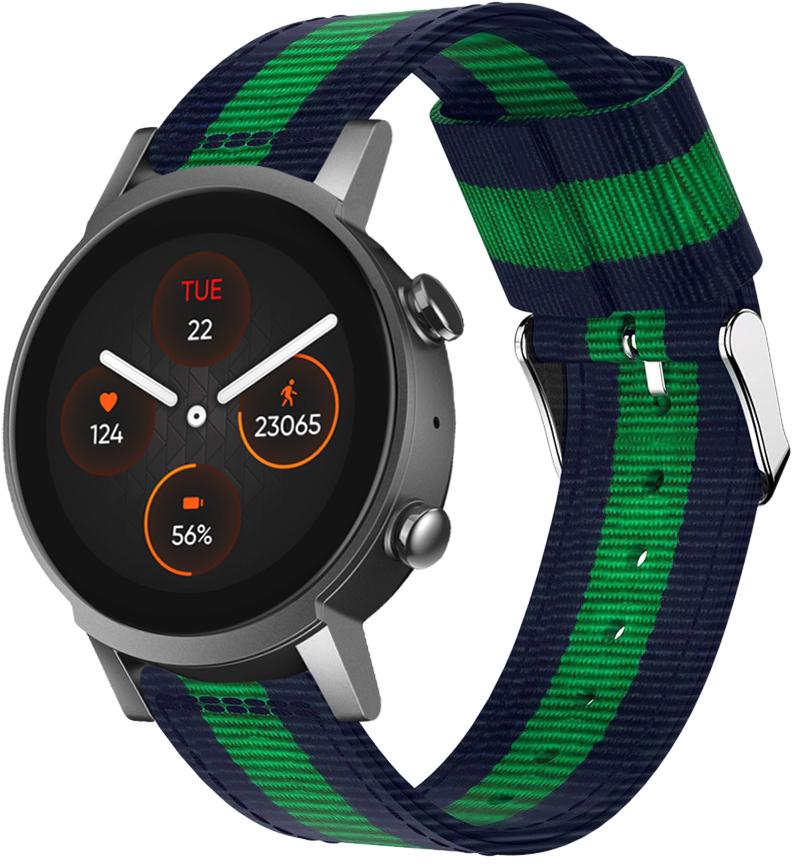 Ремешок тканевый Canvas для Mobvoi TicWatch E3 Blue/Green (26752)