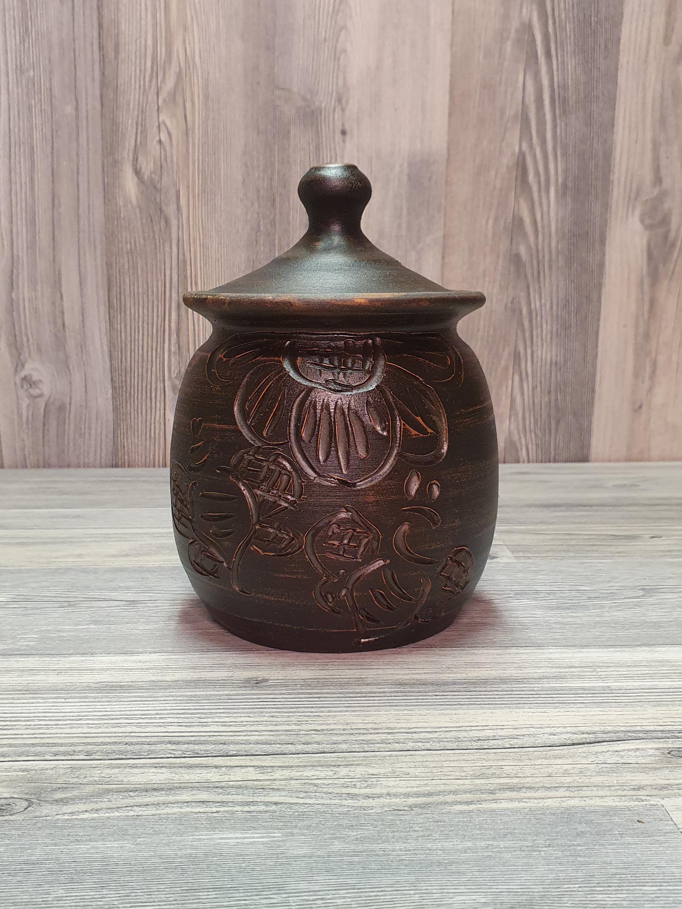 Банка для меда из красной глины 0,5 л (5258)