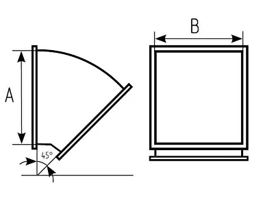 Відвід прямокутного перерізу прямий 45° 200х100 мм (222-28) - фото 2 Відвід прямокутного перерізу прямий 45° 200х100 мм (222-28) - фото 2