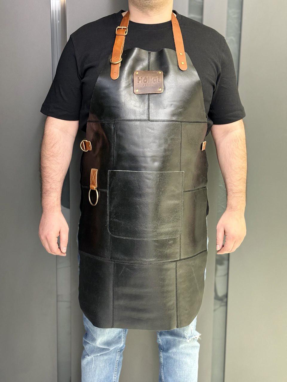 Фартух з натуральної шкіри HollaApron Black (300001) - фото 3