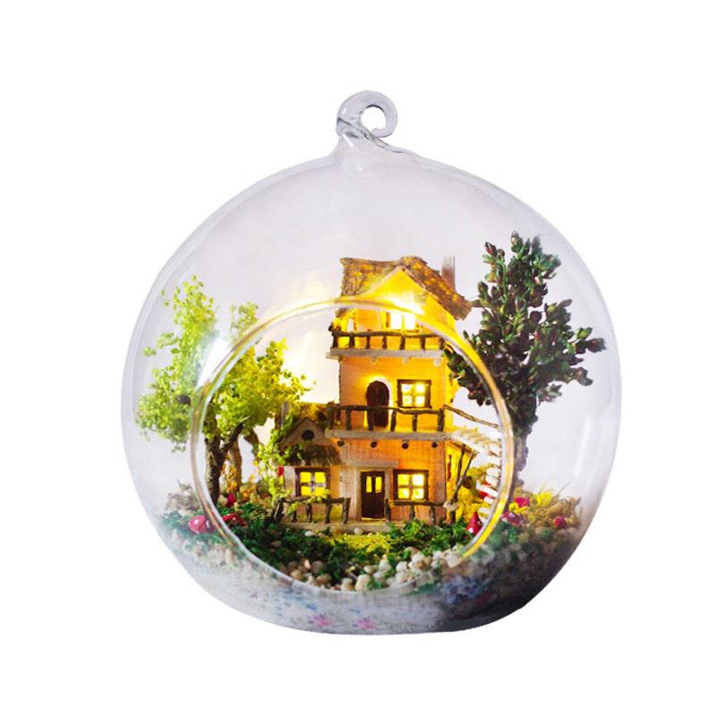 Конструктор интерьерный румбокс-шар Mini series DIY Norway tree house G016 с подставкой (978)